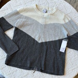 Design History Modern Gray and White Crew Neck Sweater
